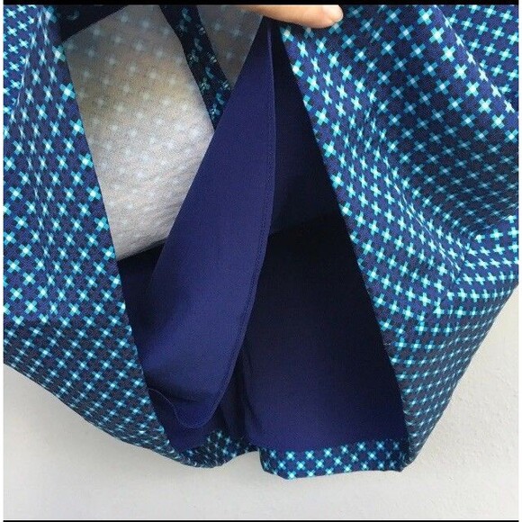 Diane Von Furstenberg Dress Women 12 Blue Madyson Geo Print Stretchy Scuba - Picture 7 of 11